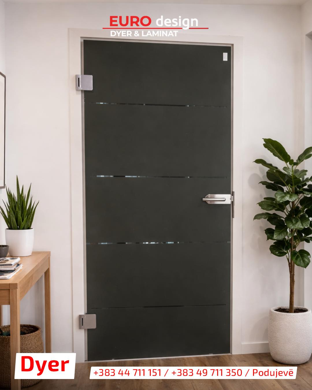 Derë premium me panele xhami dekorativ - EURO Design Podujevë